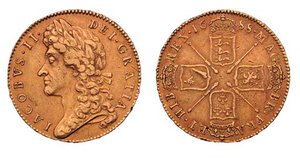 James II vijf-guineas, 1688 door English School