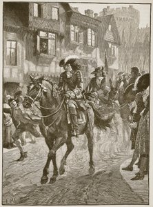 James betreedt Dublin na de Slag aan de Boyne, illustratie uit Cassells Illustrated History of England