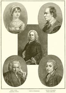 Jane Austen, Laurence Sterne, Samuel Richardson, Oliver Goldsmith, Tobias Smollett door English School