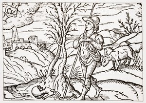 Januari, uit Spensers The Shepherds Calendar, 1579 door English School