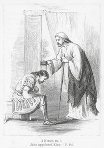 Jehu benoemd tot koning (gravure) door English School