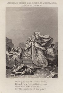 Jeremia tussen de ruïnes van Jeruzalem, Klaagliederen I, vers 12