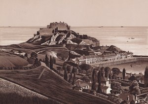 Jersey, Kanaaleilanden: Mount Orgueil Castle en Gorey Harbour