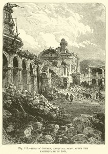 Jezuïetenkerk, Arequipa, Peru, na de aardbeving van 1868 door English School
