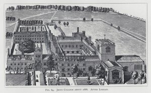Jesus College circa 1688, naar Loggan door English School