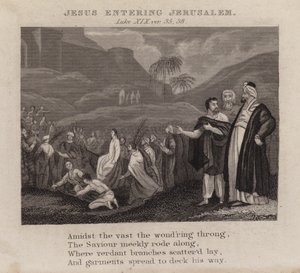 Jezus die Jeruzalem binnengaat, Lucas XIX, vers 35, 38