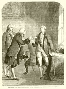 John Adams, eerste Amerikaanse ambassadeur aan het Engelse hof, gepresenteerd aan koning George III door English School