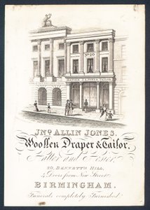 John Allin Jones, wollen stoffenhandelaar en kleermaker, hoedenmaker en kousenverkoper door English School