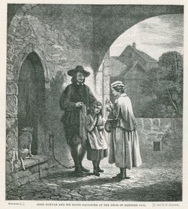 John Bunyan en zijn blinde dochter bij de deur van Bedford Jail door English School