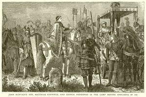 Zoon van John Hunyadi, Matthias Corvinus, en George Podiebrad in het kamp voor Spielberg in 1468
