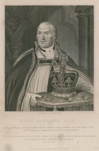 John Ireland, die de kroon hield bij de Kroning van Zijne Majesteit Koning George IV