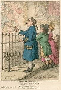 John Rosedale, zeeman, exposant in de hal van Greenwich Hospital, Londen