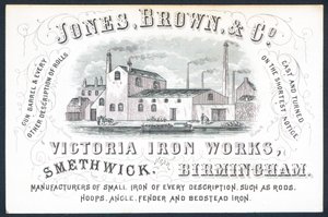 Jones, Brown & Co, Victoria Iron Works, handelskaart door English School