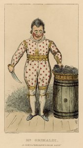 Joseph Grimaldi als Clown in Harlequin en Friar Bacon