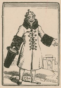 Joseph Grimaldi als Clown zingt All the World in Paris, Surrey Theatre, 1814 door English School