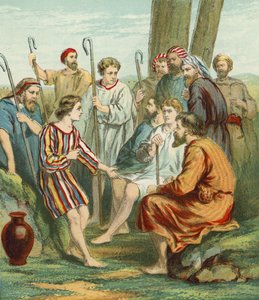 Jozef draagt de veelkleurige jas