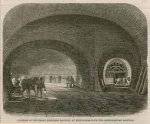 Kruising van de Great Northern Railway bij Kings Cross met de Metropolitan Railway door English School