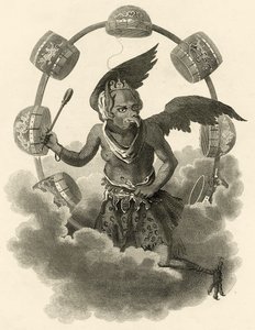Jupiter, een afgod van de Chinezen, illustratie uit De Wereld: of de huidige staat van het Universum, zijnde een Algemene en Complete Collectie van Moderne Reizen en Reizen, door Cavendish Pelham, gepubliceerd door English School