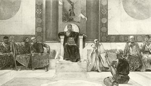Justinianus en zijn Raad (gravure) door English School