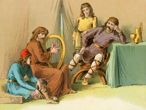 Koning Alfred in Guthrums tent door English School