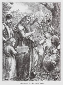 Koning Alfred in het Deense kamp (gravure) door English School
