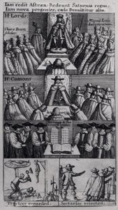 Koning Karel II (1630-85) met de Houses of Parliament, 1660 door English School