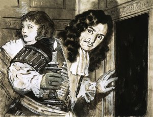 Koning Karel II verbergt zich na zijn nederlaag in de Slag bij Worcester
