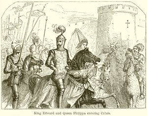 Koning Edward en Koningin Philippa Betreden Calais