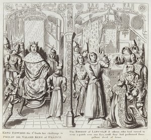 Koning Edward III daagt Filips de Valois, Koning van Frankrijk, uit door English School