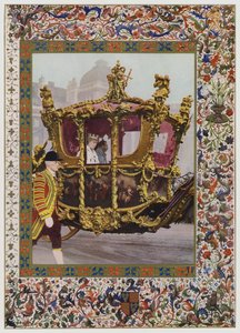 Koning George V en koningin Mary in de staatskoets door English School