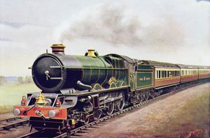 Koning George V van de G.W.R Cornish Railway Express, illustratie uit The Wonder Book of Railways, veertiende editie bewerkt door Harry Golding, 1929 door English School