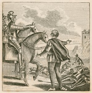 Koning Henry V bekijkt het slagveld na de nederlaag van de Fransen bij Agincourt