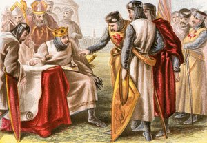 Koning Jan gedwongen om Magna Carta te ondertekenen