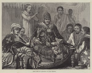 Koning John van Abyssinië op zijn Troon door English School
