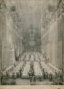 Koning Willem IV en Adelaide in de Guildhall, Londen, 1834 door English School