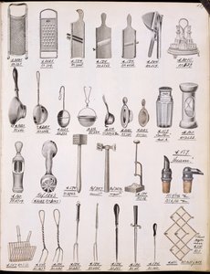 Keukengerei, uit een handelscatalogus van huishoudelijke goederen en fittingen, c.1890-1910 door English School