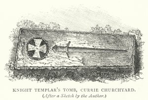Graf van de Tempeliers, Currie Churchyard (gravure) door English School