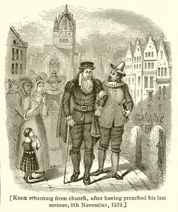Knox keert terug van de kerk na zijn laatste preek, 9 november 1572