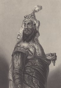 Kunwar Singh, Indiase militaire commandant tegen de Britten in Bihar tijdens de Indiase Opstand (gravure) door English School
