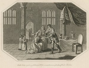Lady Gray smeekt koning Edward IV om onderhoud voor zichzelf en haar kinderen door English School