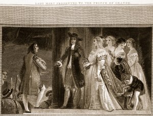 Lady Mary gepresenteerd aan de Prins van Oranje, illustratie uit David Humes The History of England, uitgegeven door R. Bowyer, Londen, 1812 door English School