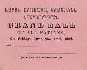 Dameskaart, Vauxhall Gardens, Londen, voor 2 juni 1854 door English School