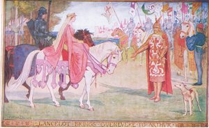 Lancelot brengt Guenevere naar Arthur, illustratie uit 