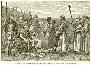 Landing van Sint-Augustinus in Kent, 597 n. Chr. door English School