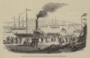 Landing van de Britse Vereniging op Haulbowline Island door English School