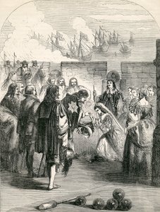Aankomst van Prinses Henrietta (illustratie uit John Cassells Geïllustreerde Geschiedenis van Engeland) door English School