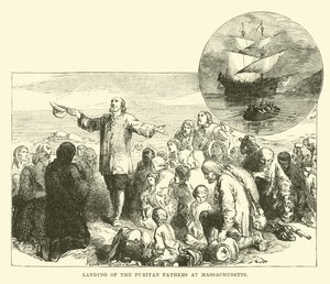 Landing van de Puriteinse Vaders in Massachusetts door English School