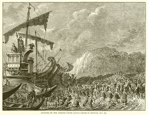 Landing van de Romeinen onder Julius Caesar in Groot-Brittannië, 55 v.Chr.
