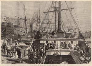 Oranjes lossen bij Fresh Wharf, London Bridge, voor Kerstmis door English School