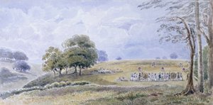 Landschap met vrouwenboogschutters